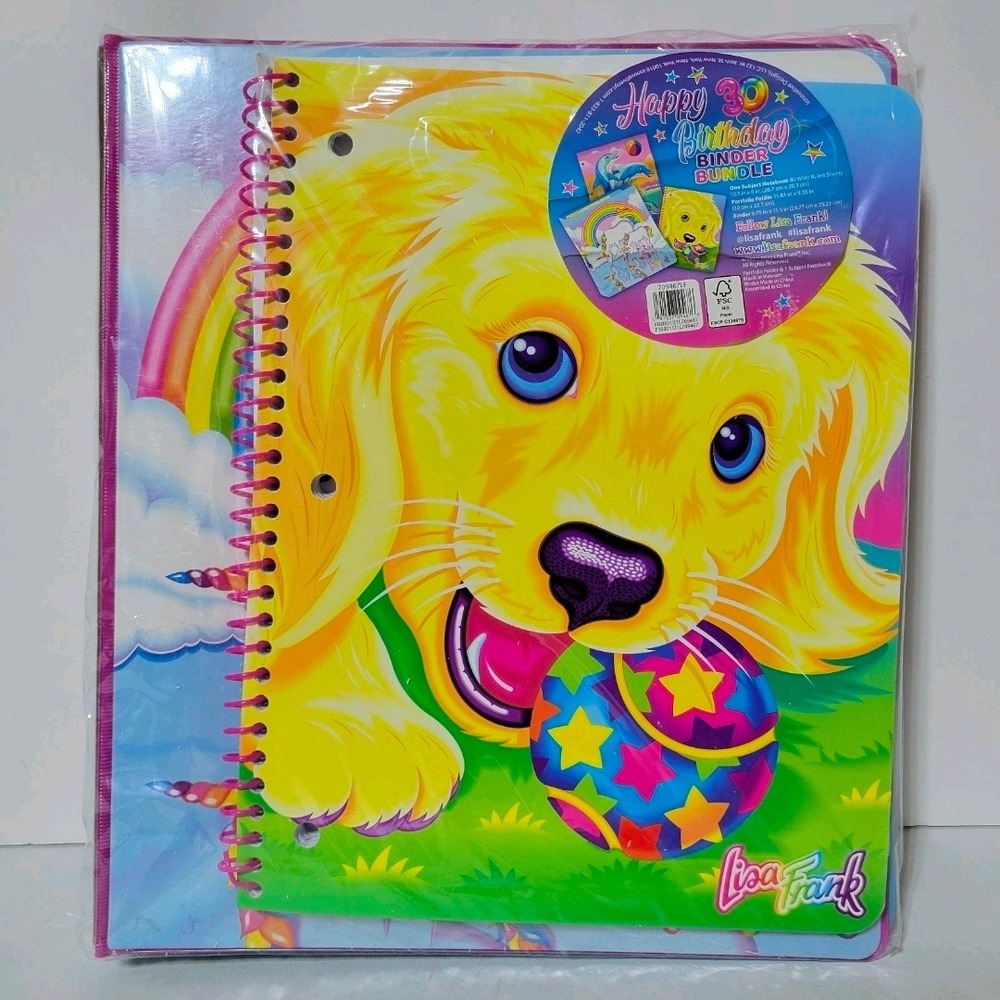 Lisa Frank Happy 30th Birthday Binder Bundle Notebook Folder NEW Sealed